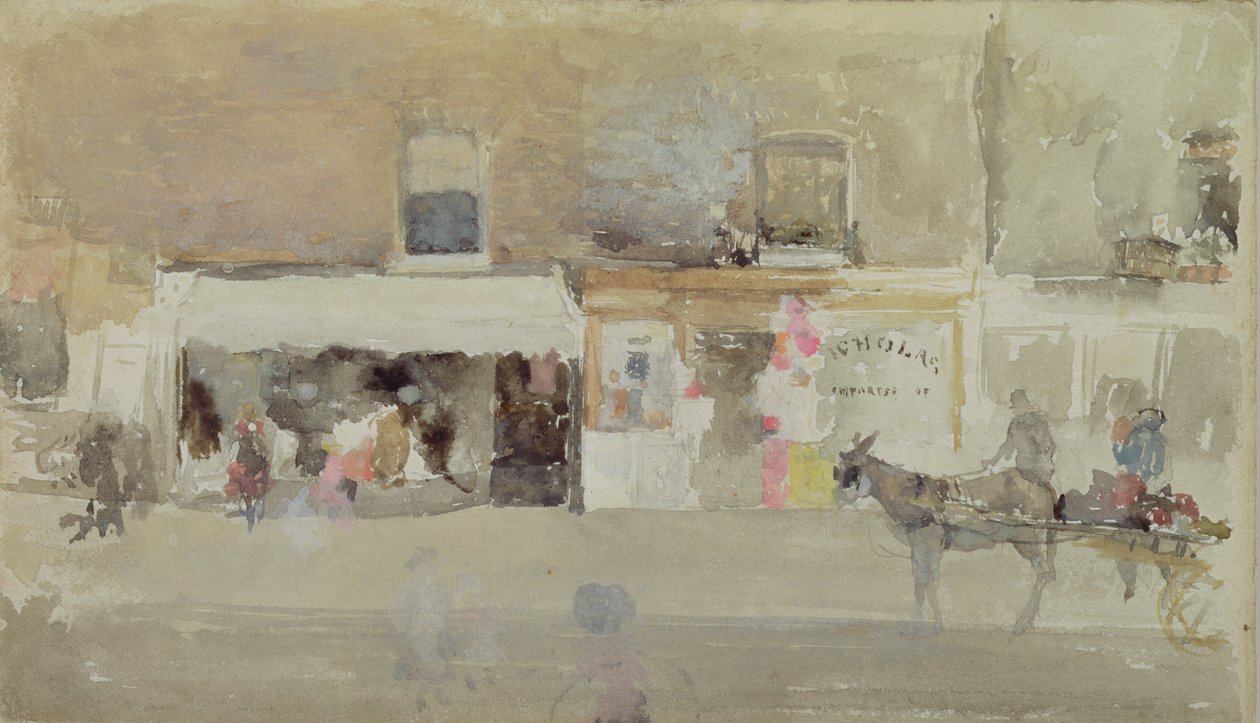 Chelsean katukuva, n.1888 (wc kortilla) tekijältä James Abbott McNeill Whistler