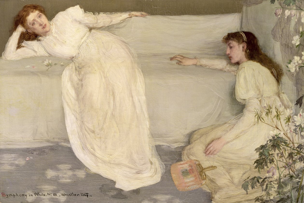 Valkoinen sinfonia, nro III, 1865-7 (ilman kehystä) (katso myös 106898) tekijältä James Abbott McNeill Whistler