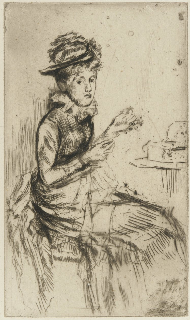 Tatting (mahdollisesti Lizzie Dawson) n.1873 (Kipsipiirto paperille) tekijältä James Abbott McNeill Whistler