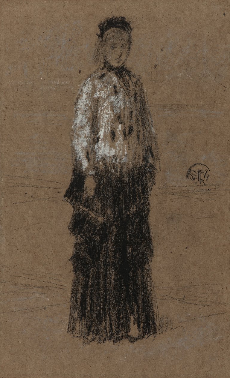 Ermine takki, 1870-73 (liitu ja pastelli ruskealla paperilla) tekijältä James Abbott McNeill Whistler