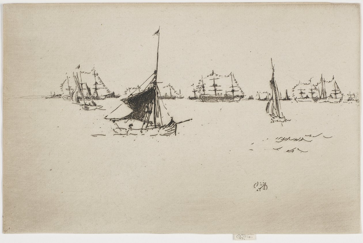 Laivasto - Ilta, 1887 (etsaus paperille) tekijältä James Abbott McNeill Whistler