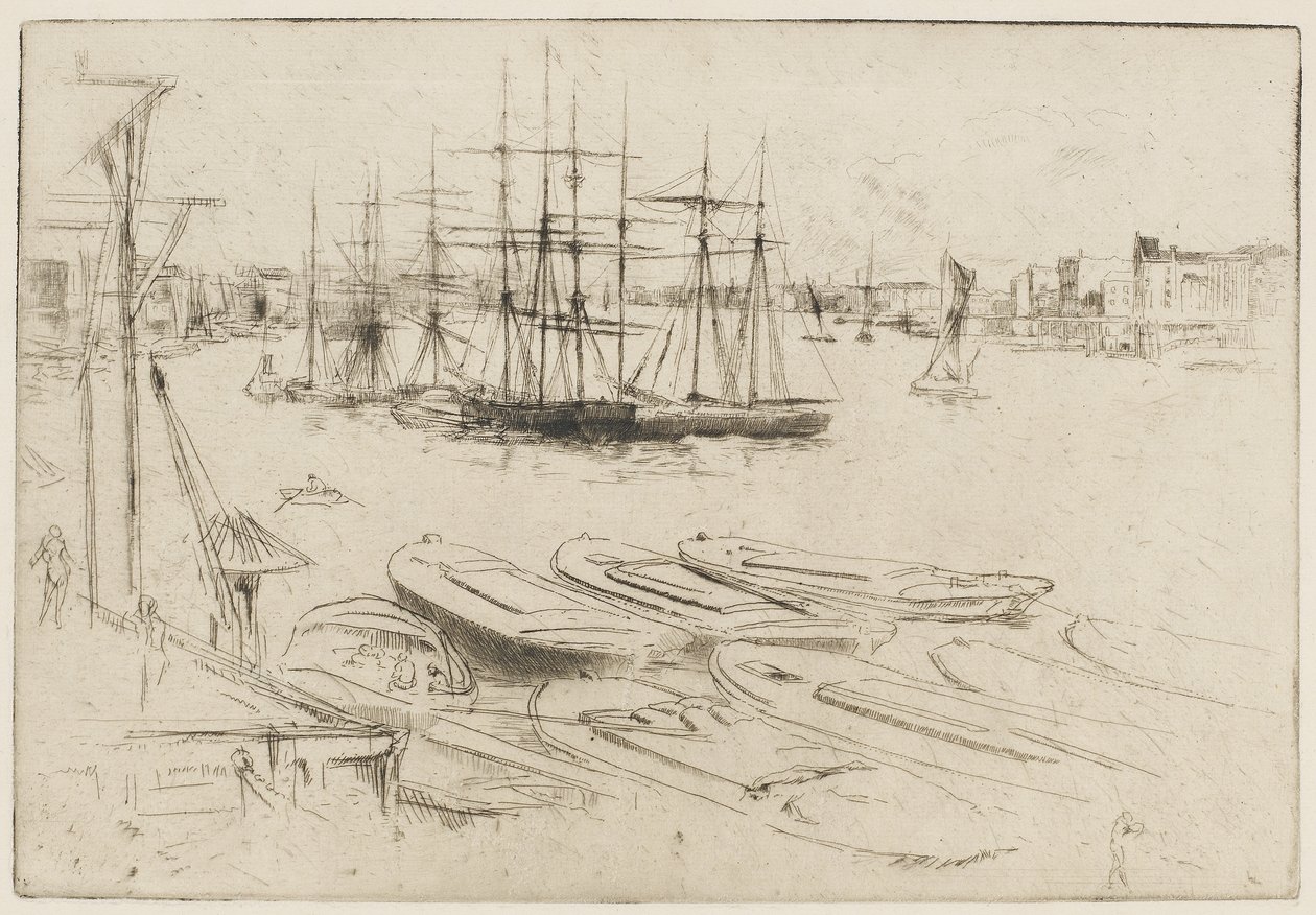 Suuri allas, n. 1879 (etsaus paperille) tekijältä James Abbott McNeill Whistler