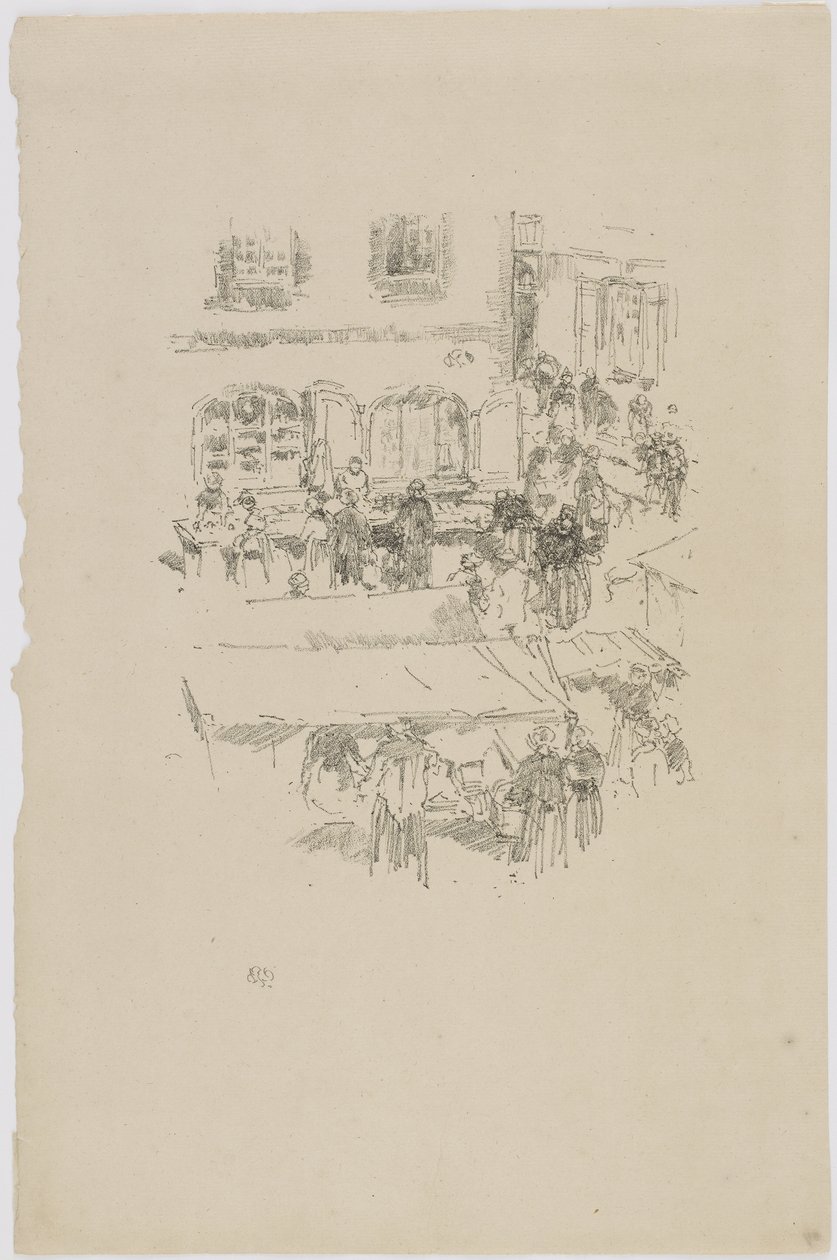 The Market-place, Vitre, 1893 (litho paperilla) tekijältä James Abbott McNeill Whistler