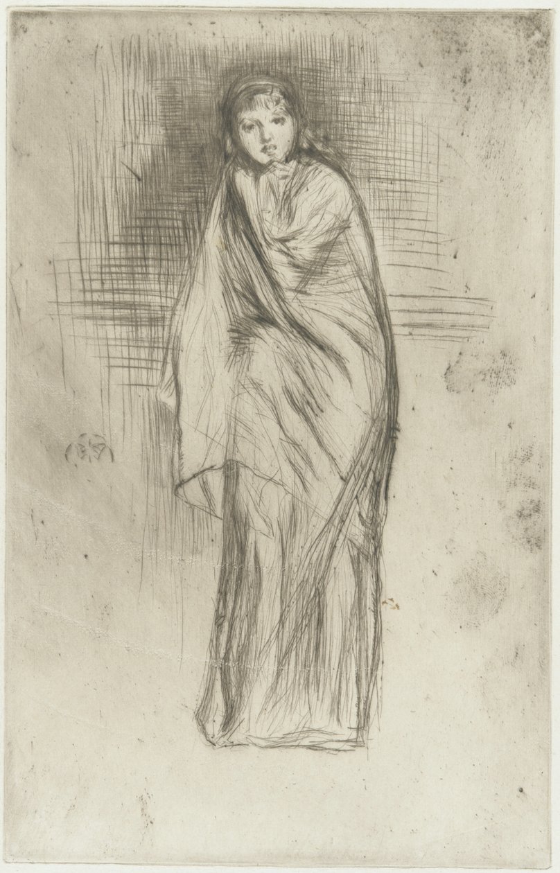 The Model Resting, 1870 (kuivapiste paperilla) (katso myös 324669) tekijältä James Abbott McNeill Whistler