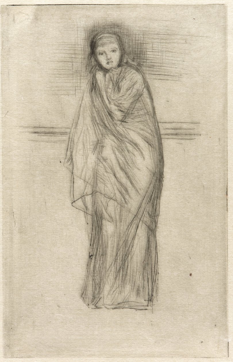 Malli lepäämässä, 1870 (Kipsipiirto paperille) (ks. myös 324670) tekijältä James Abbott McNeill Whistler