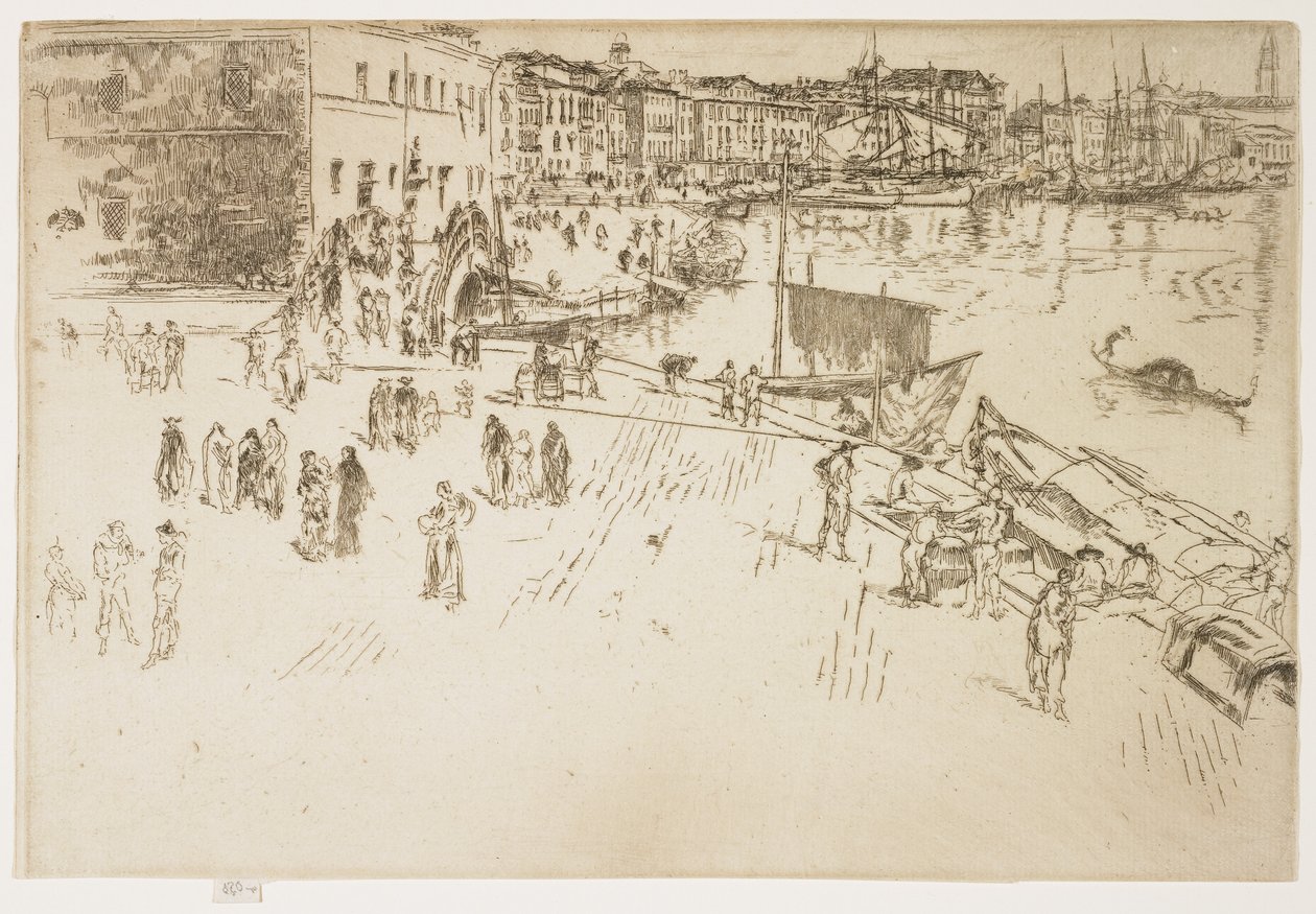 Riva, nro 1 ensimmäisestä Venetsian sarjasta, 1879-1880 tekijältä James Abbott McNeill Whistler