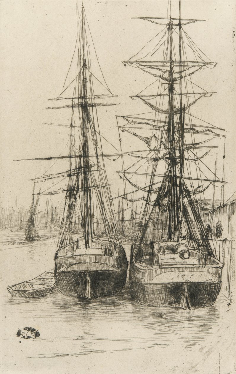 Kaksi laivaa, 1875 (etsaus paperille) tekijältä James Abbott McNeill Whistler