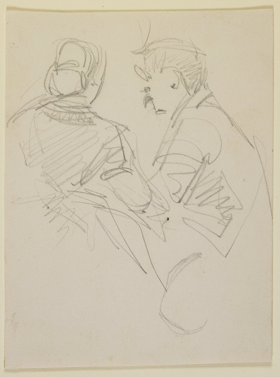 Kaksi hahmoa, 1858 (kynä beigelle kudottupaperille) tekijältä James Abbott McNeill Whistler