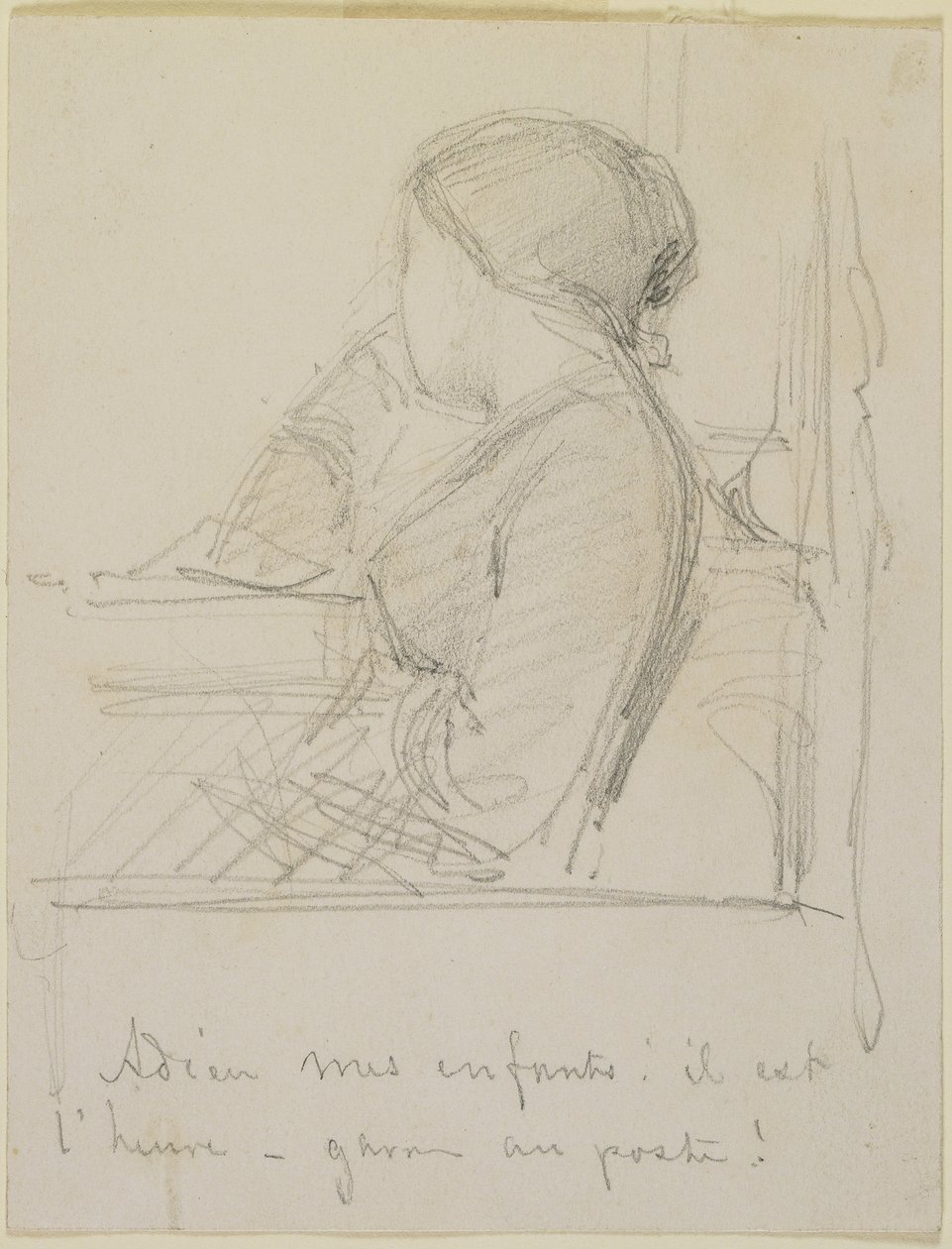 Nainen istuu ikkunalla, 1858 (lyijykynä luonnonvalkoiselle kudottulle paperille) tekijältä James Abbott McNeill Whistler