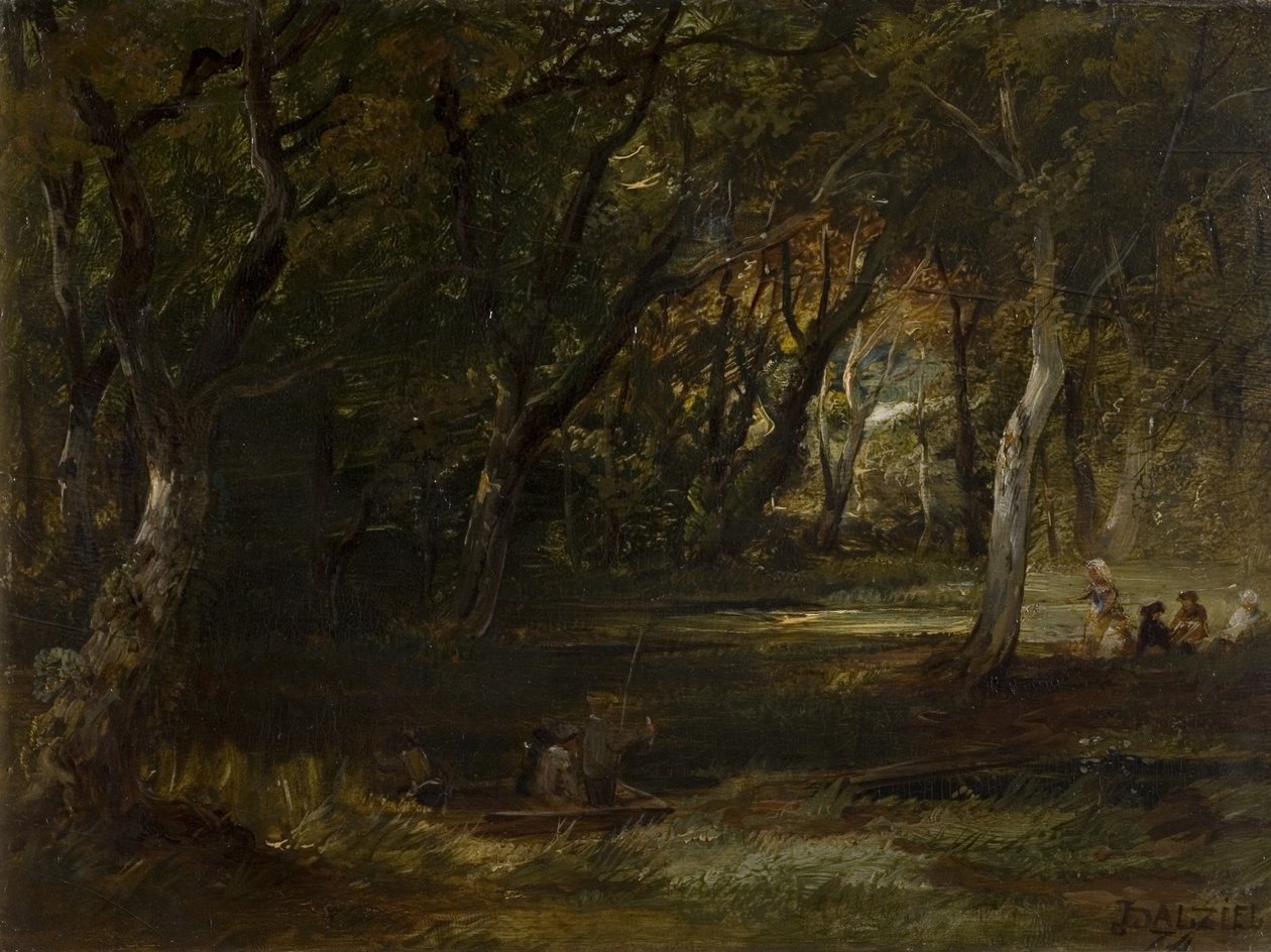 Figuurit metsässä (öljy paneelille (puu)) tekijältä James B. Dalziel