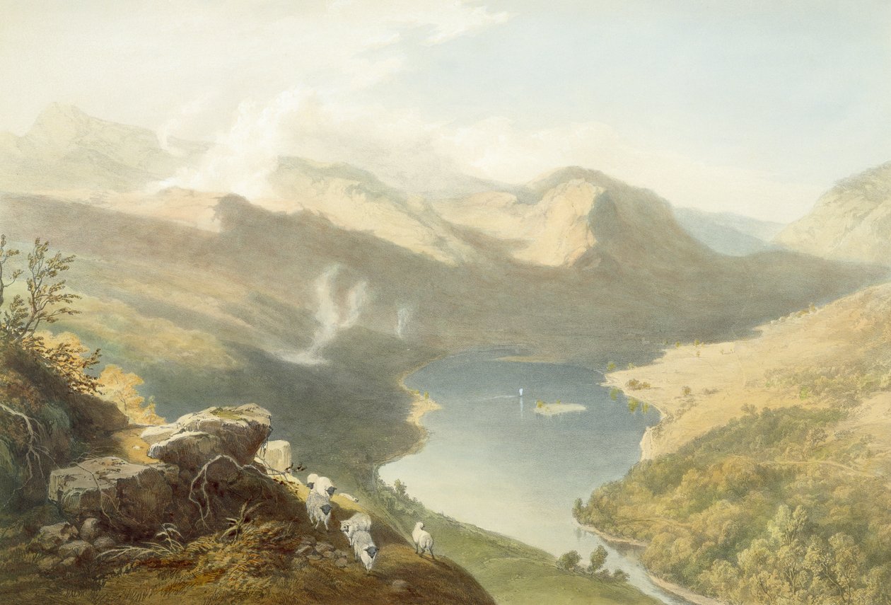 Grasmere Langdale Fellistä, Englannin järvialueelta, 1853 (katso lisätietoja kohdasta 90422) tekijältä James Baker Pyne