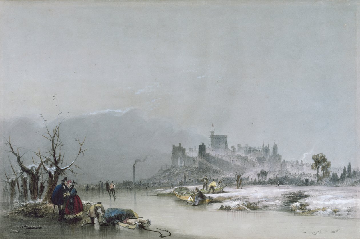 Windsorin linna: Thamesista, 1800-luku tekijältä James Baker Pyne