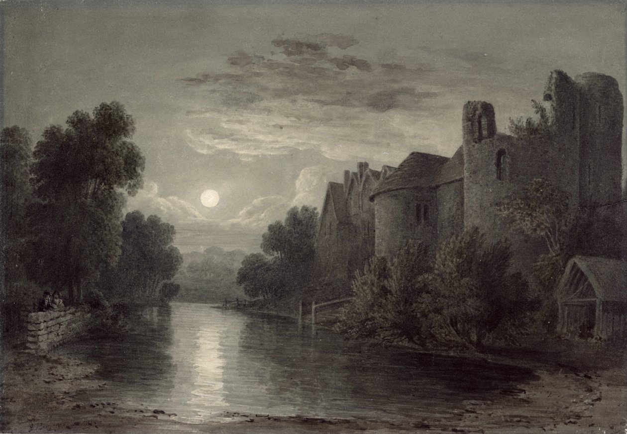 Allington Castle, lähellä Maidstonea, Kent; Kuutamo tekijältä James Bayes