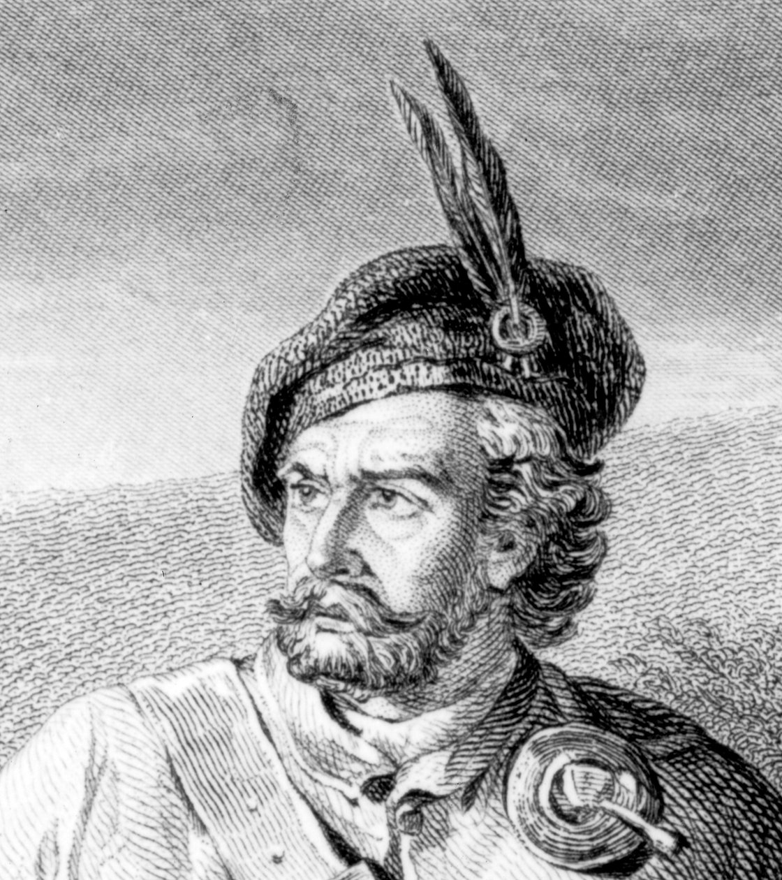 Rob Roy eroamassa kaksintaistelijoista Rashleigh ja Francis Osbaldistone, kaiverrettu John Le Conte (1850-86) 1867 (yksityiskohta kuvasta 105434). tekijältä James Blake McDonald