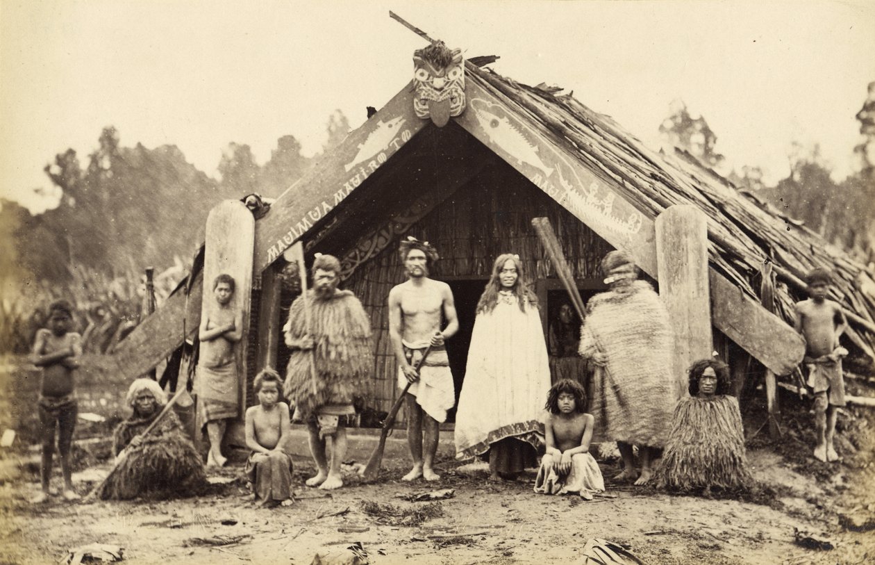 Maorien ryhmä, 1876 (albumiprintti) tekijältä James Bragge