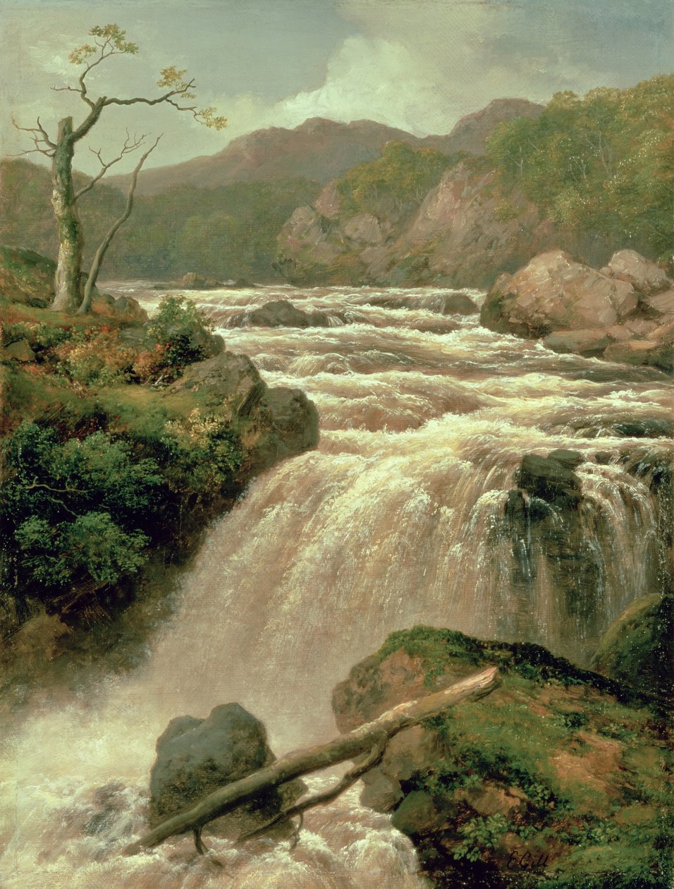 Vesiputous Neath-joella, Etelä-Walesissa, 1800-luku tekijältä James Burrell Smith