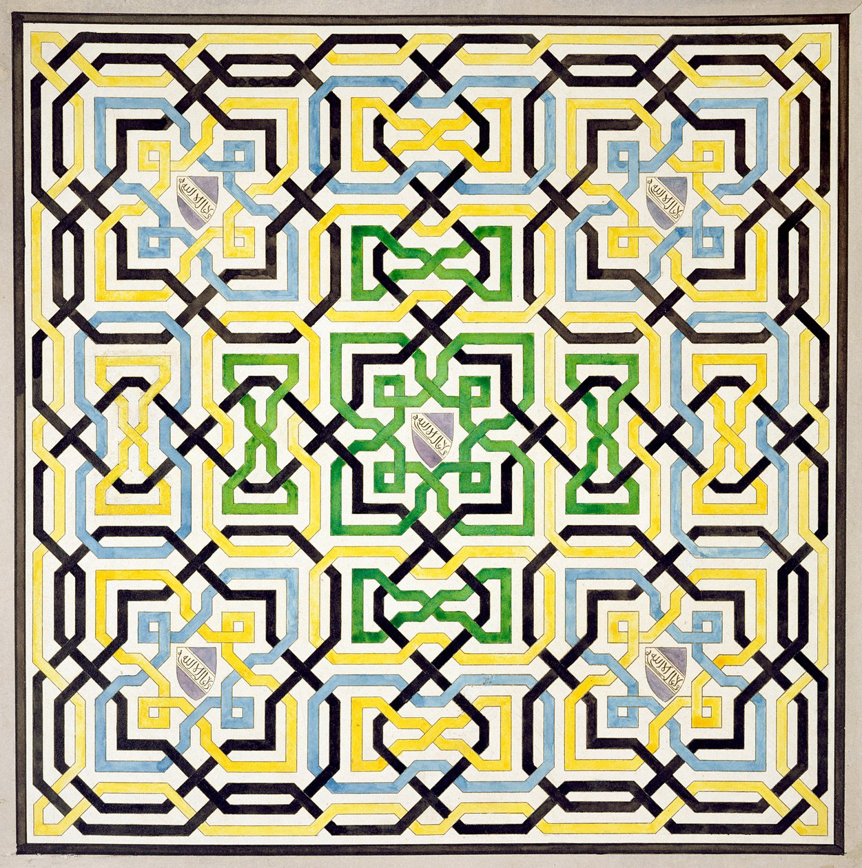 Alhambran mosaiikkikuvio, teoksesta "The Arabian Antiquities of Spain", julkaistu 1815. tekijältä James Cavanagh Murphy