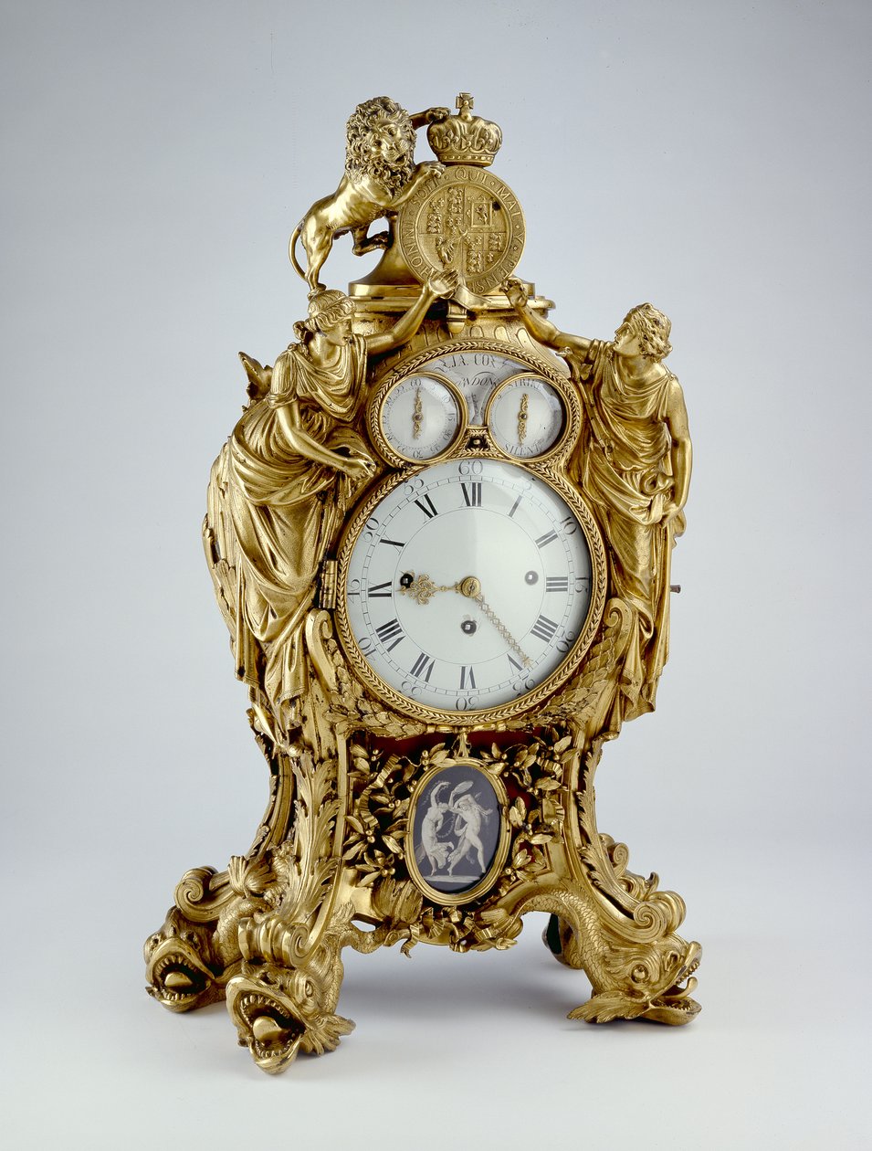 Kello, 1775 - 1800 pronssi, tulikullattu, ormolu tekijältä James Cox