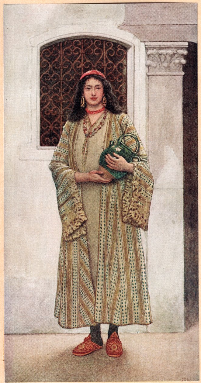 Jessica, kuvitus teoksesta "The Merchant of Venice", n. 1910 tekijältä James Dromgole Linton