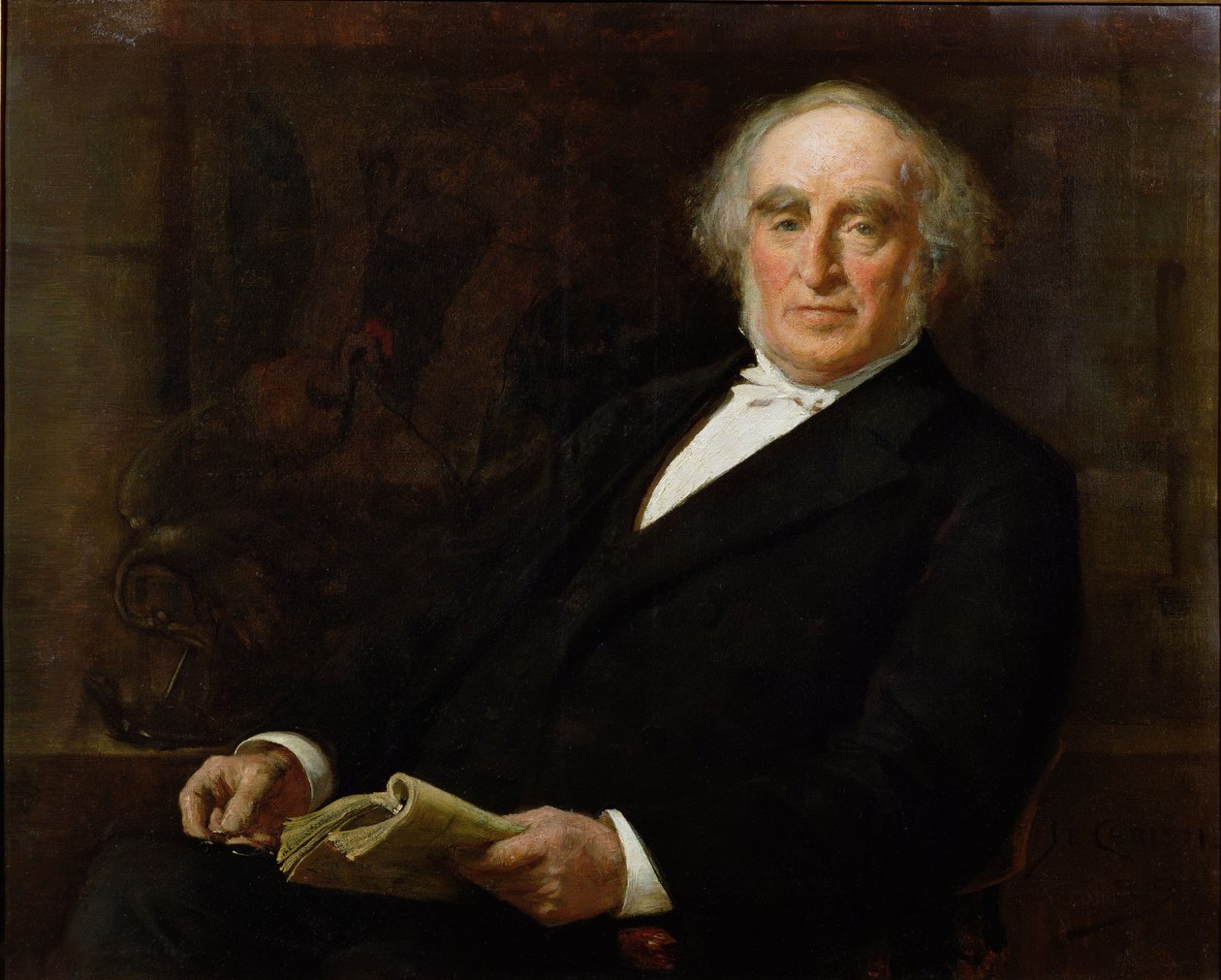 Professori James Leggen (1815-97) muotokuva, ensimmäinen oxfordin kiinan kielen professori ja Corpus Christi Collegen jäsen, Oxford tekijältä James Elder Christie