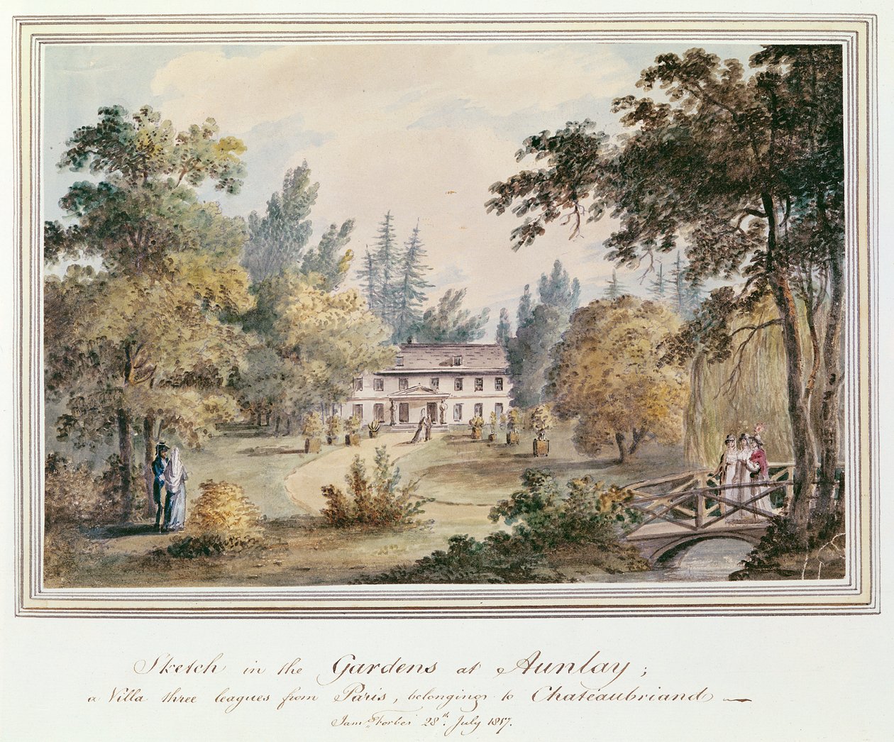 Sketch in the Gardens at Aulnay, 1817 tekijältä James Forbes