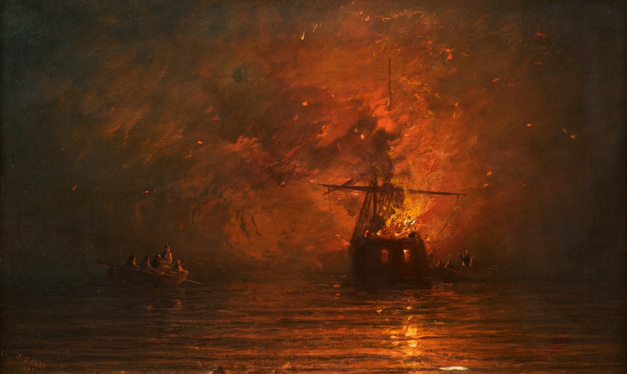 Laiva tulessa, 1873 tekijältä Francis Danby