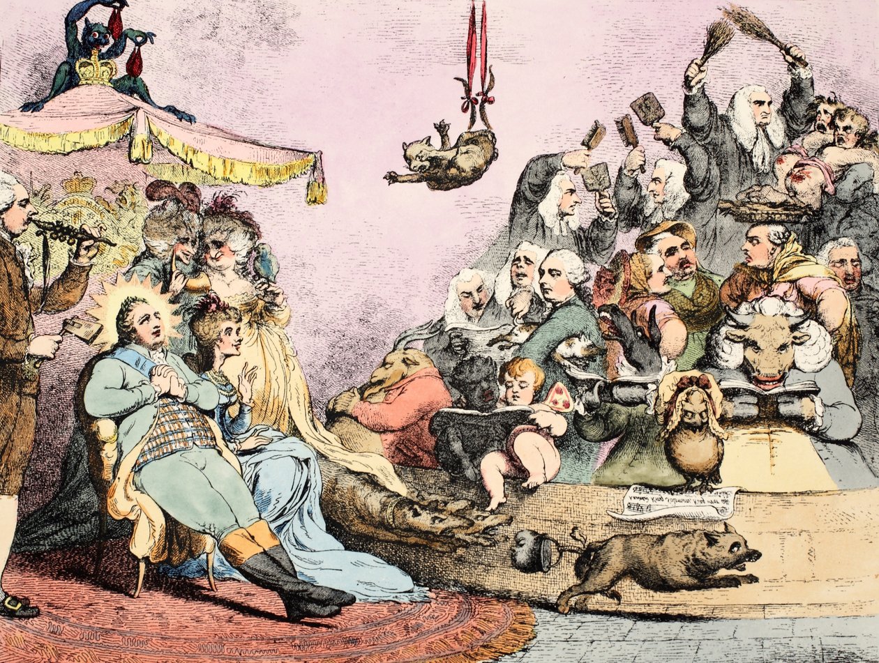 Antiikin musiikki, pub. 1787 (käsin väritetty etsaus) tekijältä James Gillray