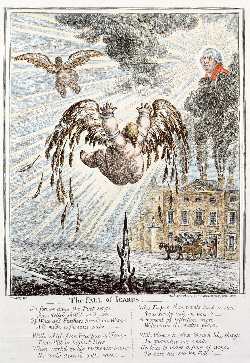 Ikaruksen kaatuminen tekijältä James Gillray