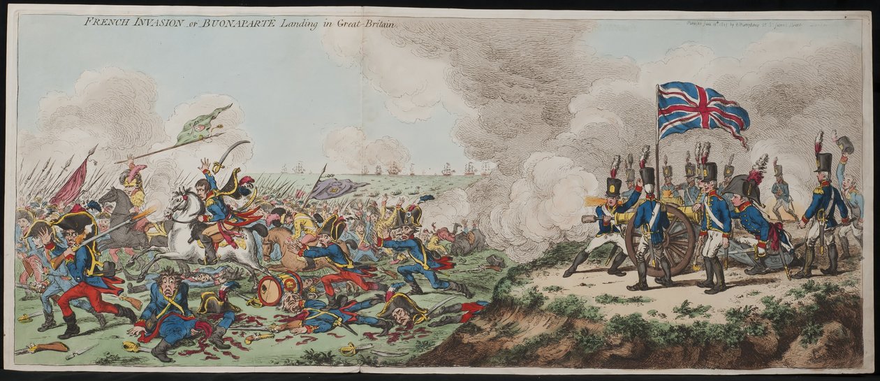 Ranskan maihinnousu - tai Buonaparten maihinnousu Isoon-Britanniaan tekijältä James Gillray