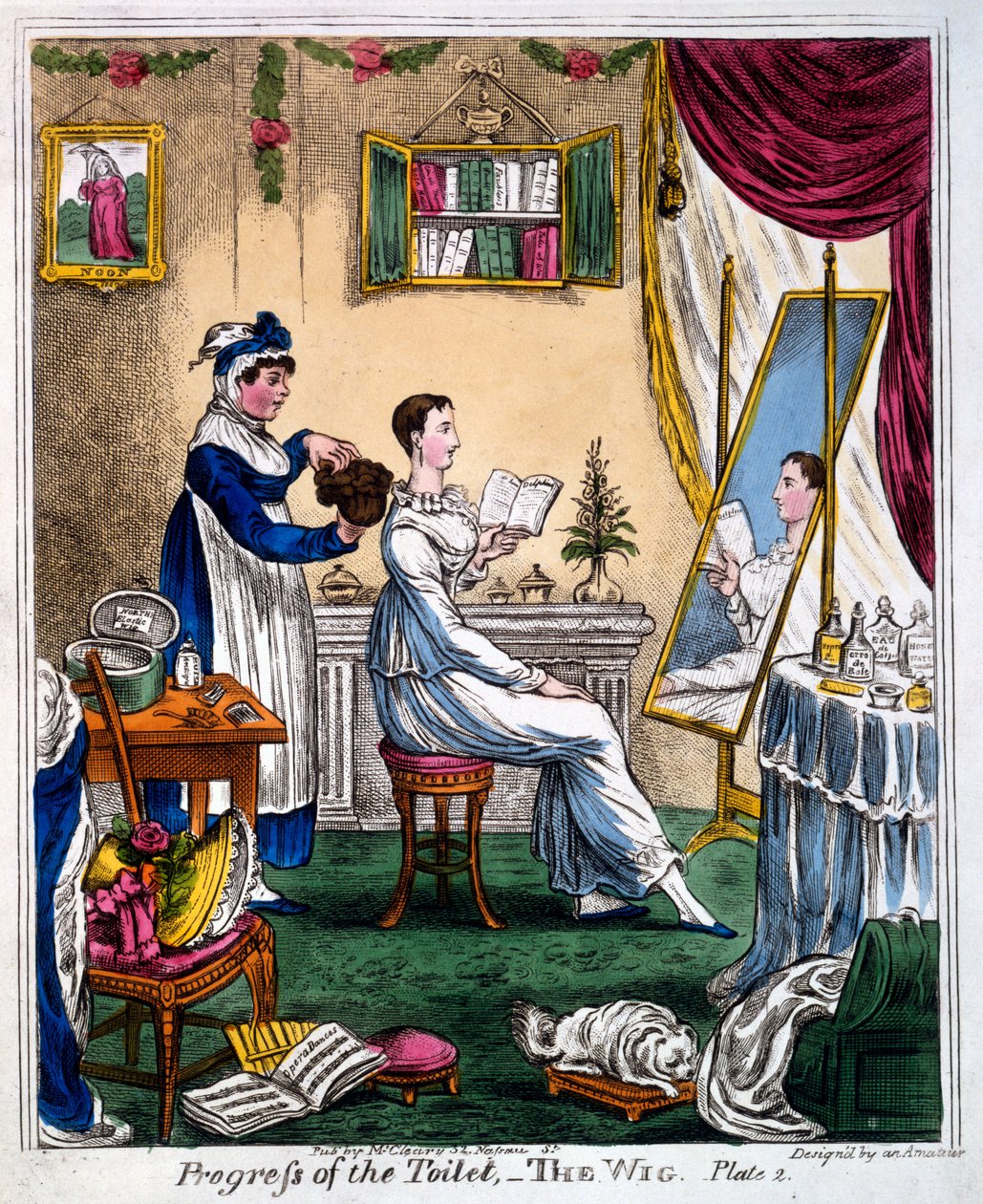 WC:n edistyminen - Peruukki, alkuvuosi C19 (käsinvärinen kaiverrus) tekijältä James Gillray