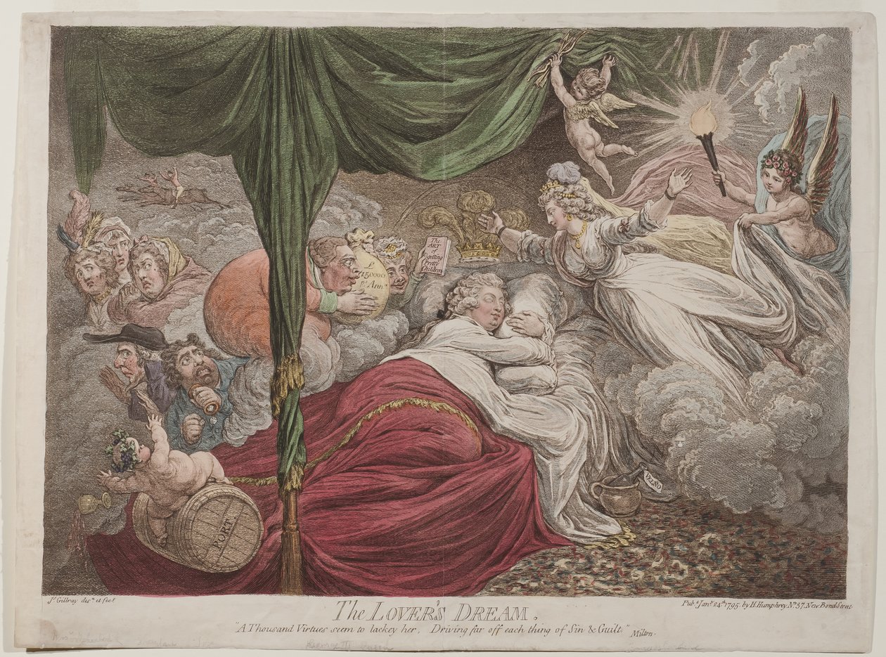 Rakastavaisten uni, 1795 tekijältä James Gillray