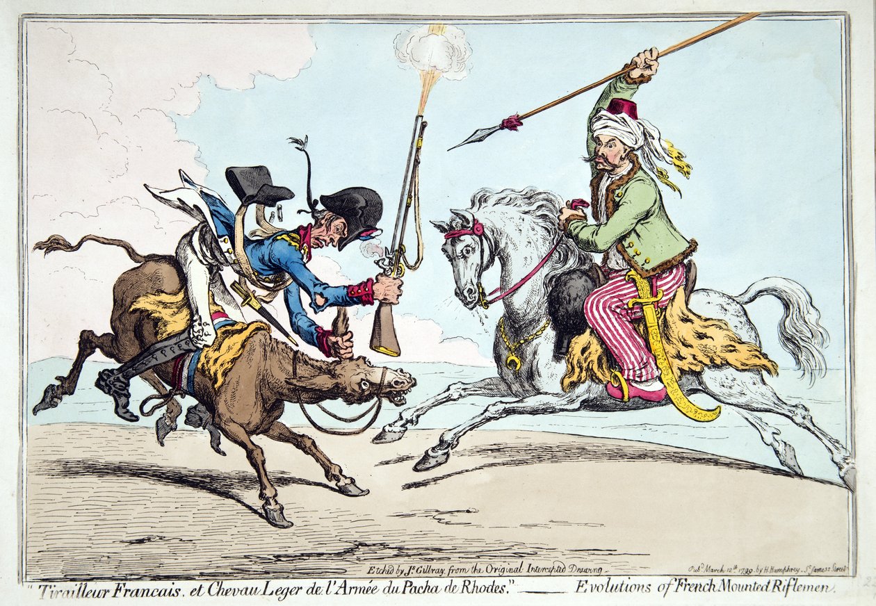 Hannah Humphreyn vuonna 1799 julkaisema Tirailleur Francais et Chevau Leger de l