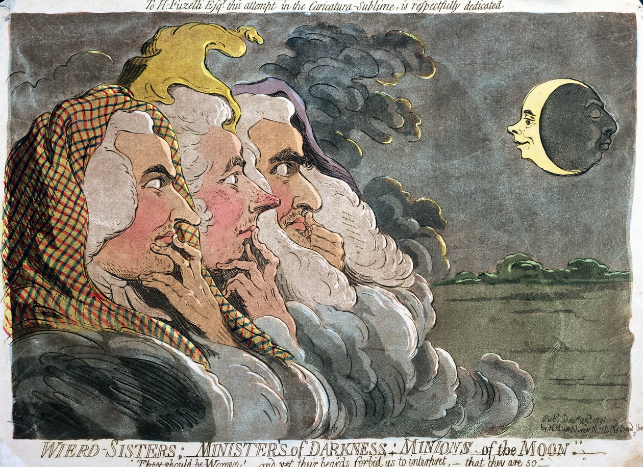 Outoja sisaruksia; Pimeyden ministerit; Minions of the Moon, julkaisija Hannah Humphrey, 1791 (etsaus akvatintalla) tekijältä James Gillray