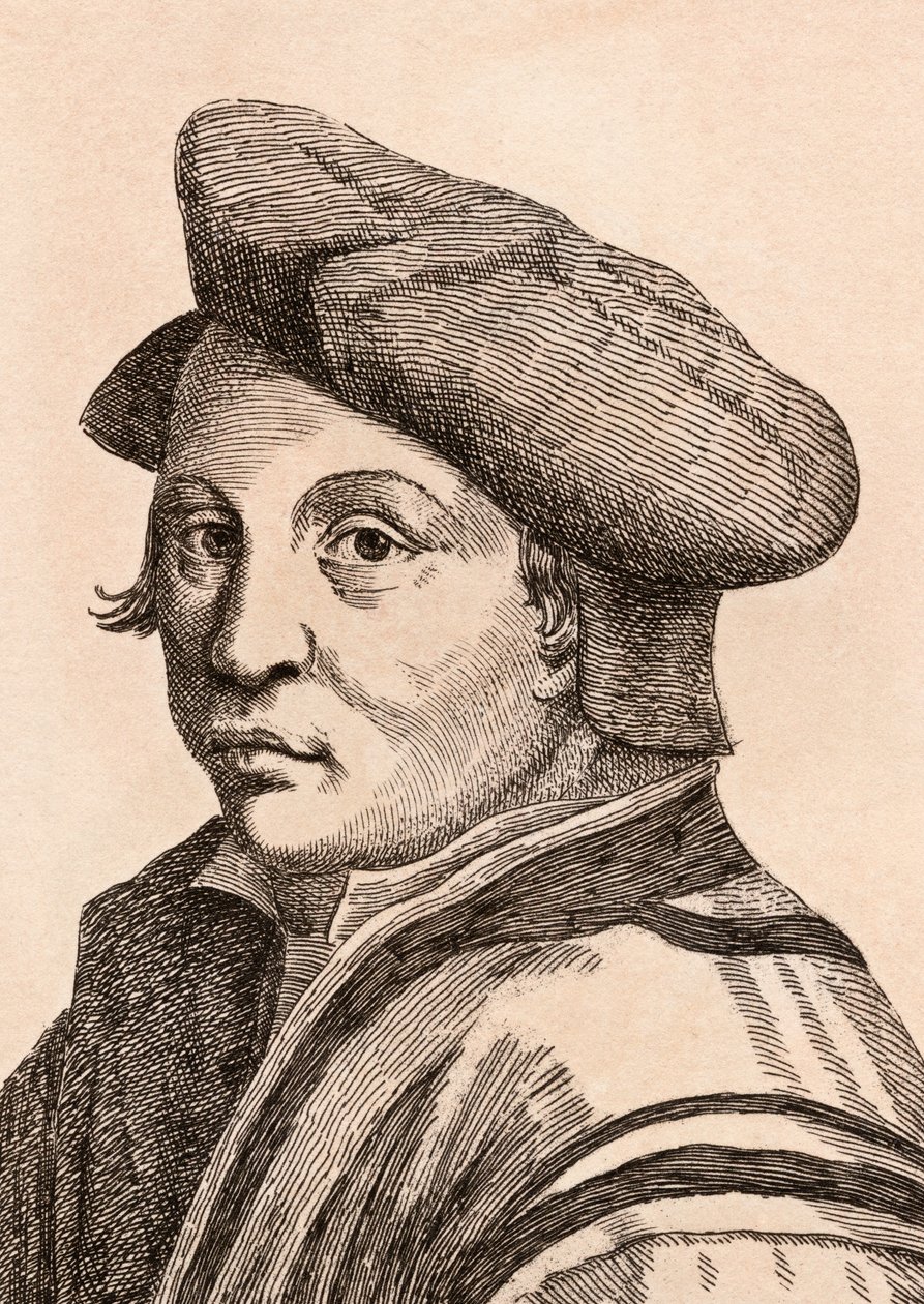 Andrea del Sarto, kuvitus teoksesta "75 Portraits Of Celebrated Painters From Authentic Originals" (75 muotokuvaa kuuluisista taidemaalareista aidoista originaaleista), julkaistu 1817 Lontoossa. tekijältä James Girtin