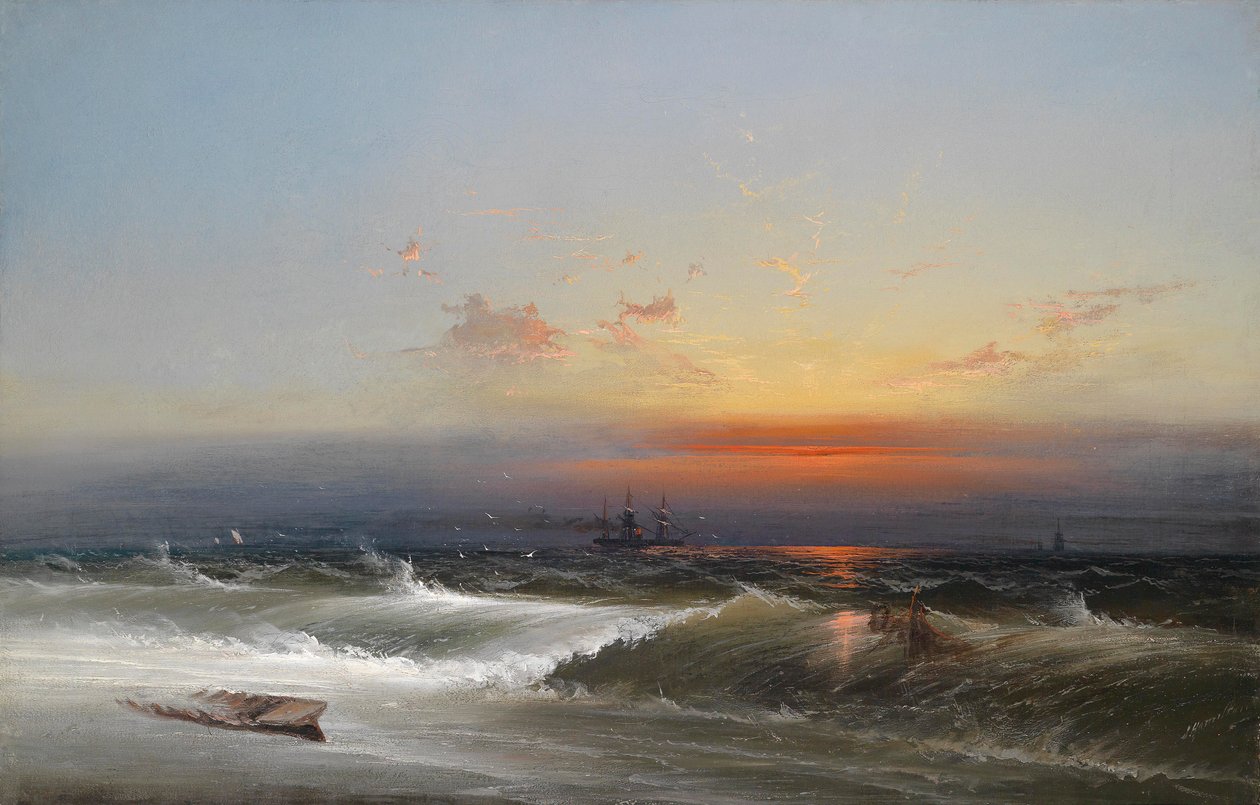 Abendstimmung über einer Küstenlandschaft tekijältä James Hamilton