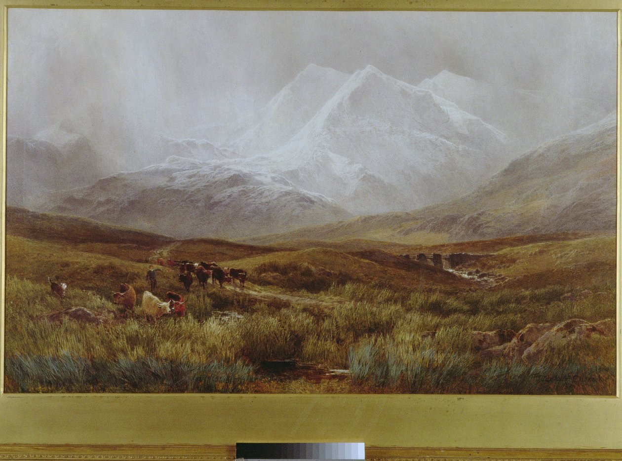 Lumimyrsky Snowdonin yllä, 1879 tekijältä James Jackson Curnock