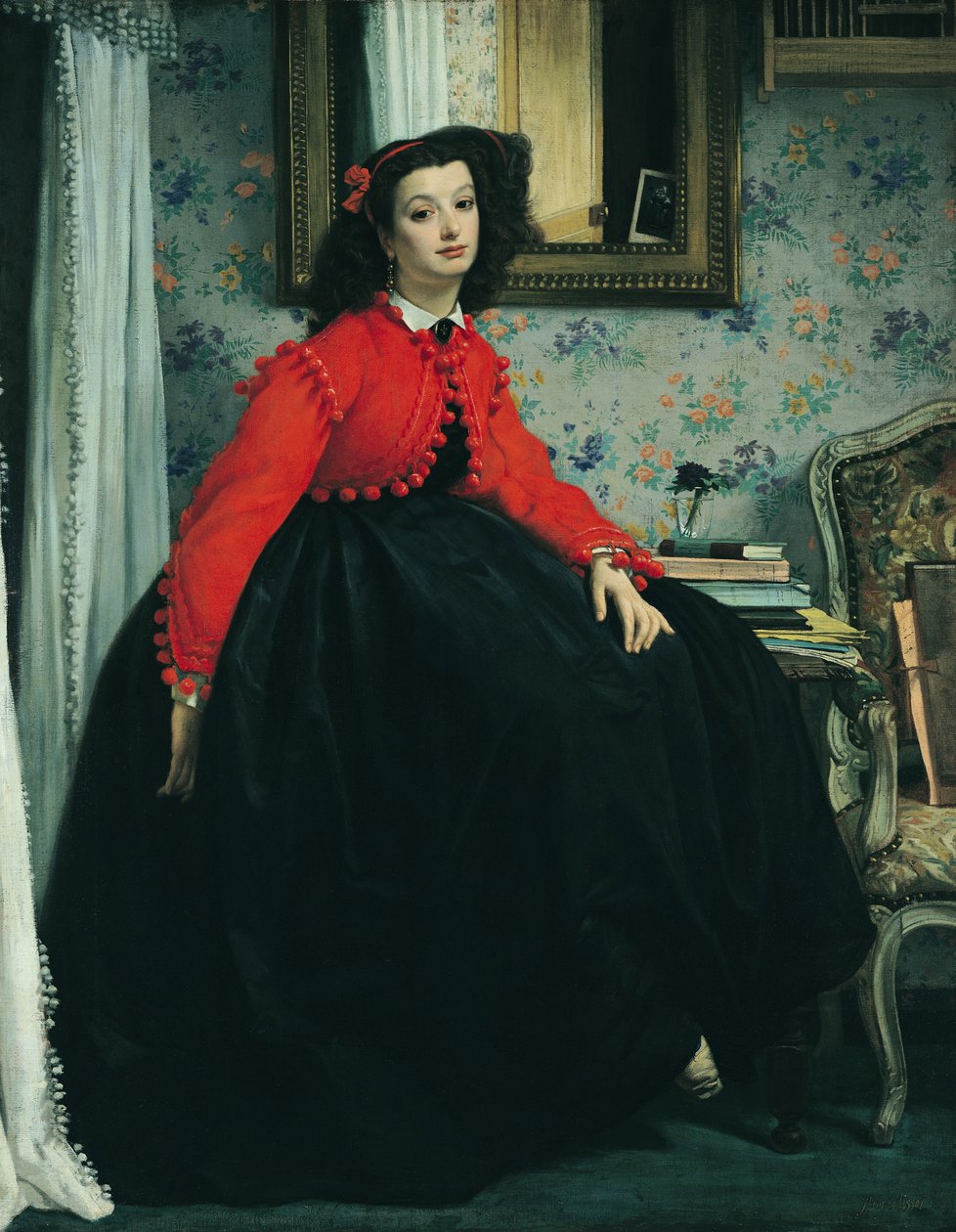 Mllen muotokuva. L.L. (Nuori nainen punaisessa takissa) 1864 tekijältä James Jacques Joseph Tissot