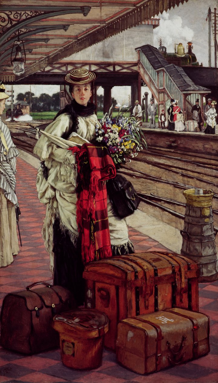 Odotetaan asemalla, Willesden Junction, n. 1874 tekijältä James Jacques Joseph Tissot