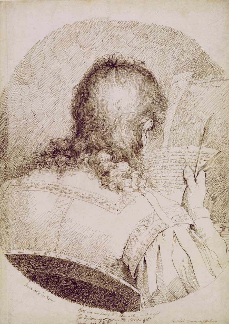 Omakuva, n. 1771-75 (kynä ja ruskea muste kudottupaperilla) tekijältä James Jefferys