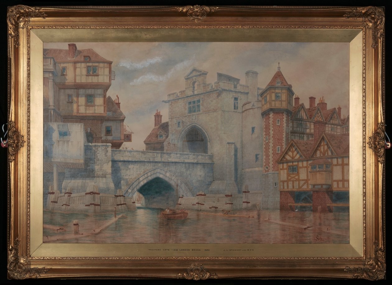 Traitors Gate - Lontoon vanha silta vuonna 1650 (wc) tekijältä James Stewart