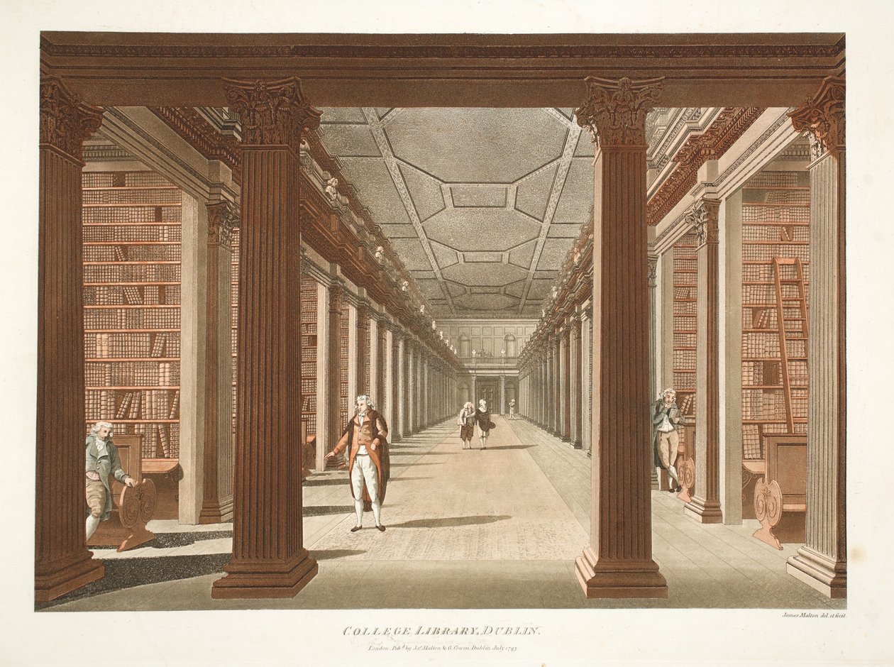 College Library, Dublin, 1793 (käsinvärinen kaiverrus) tekijältä James Malton