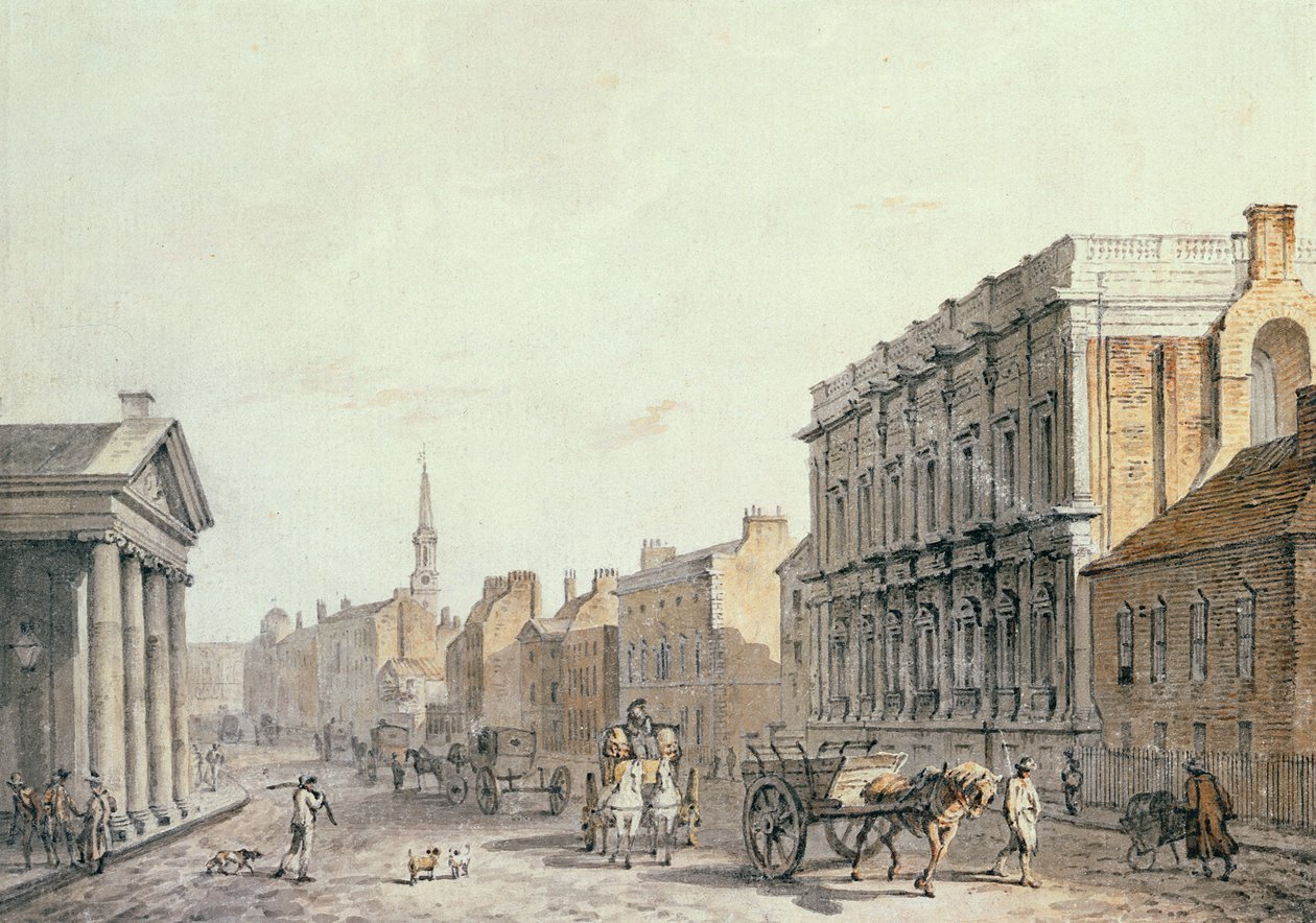 Näkymä Whitehallista, kohti Charing Crossia, 1790 tekijältä James Miller