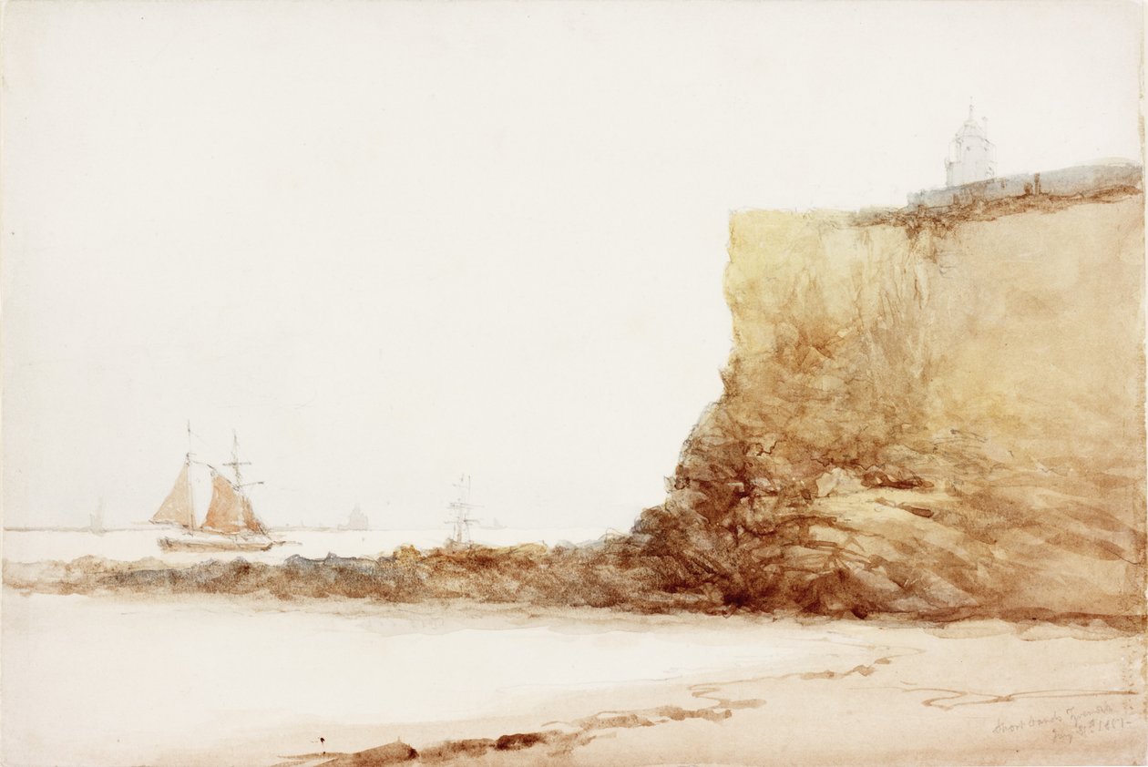 Short Sands Tynemouth (akvarelli ja kynä paperille) tekijältä James Miller Brown
