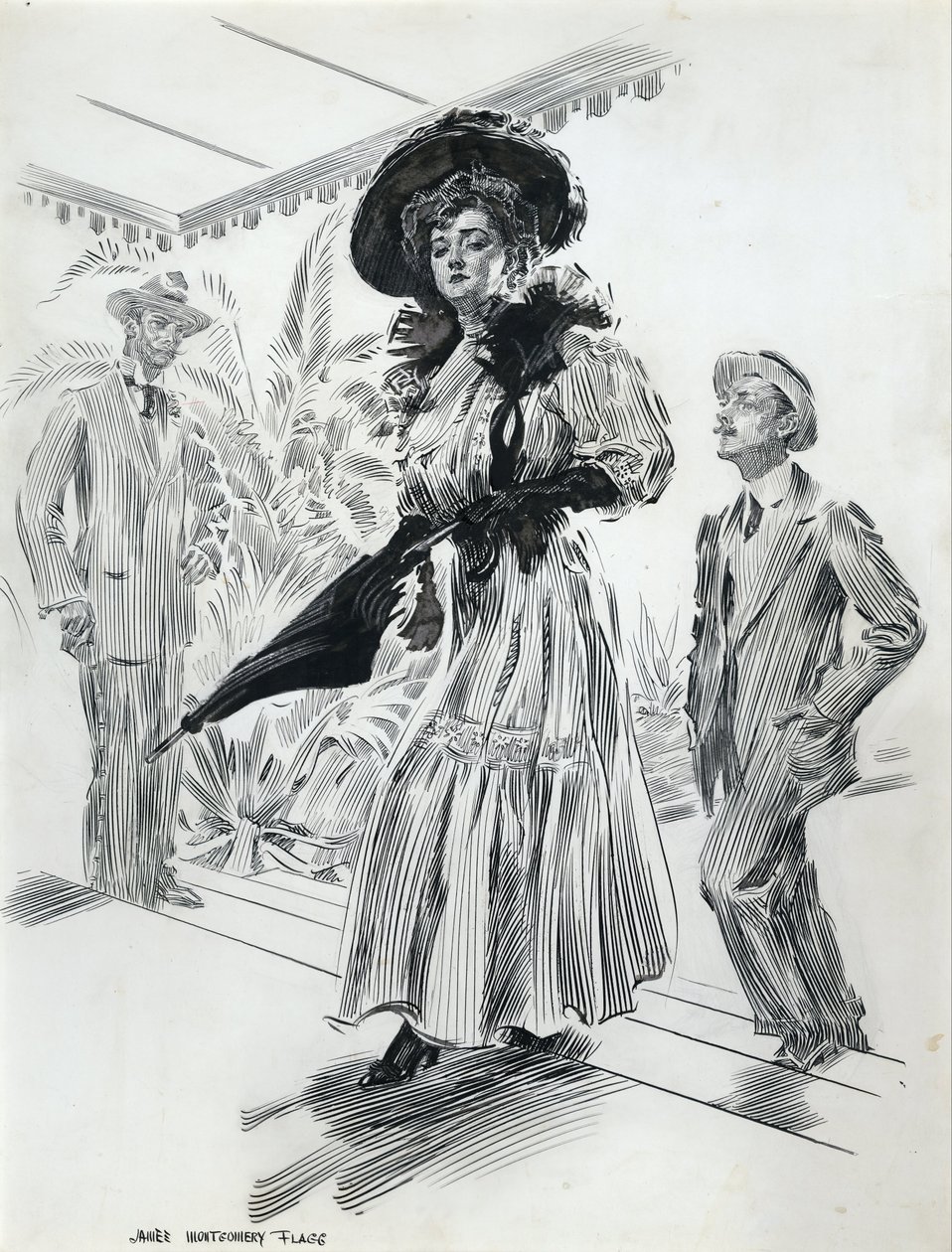 Hän purjehti mahtavasti ohi kurjan, Septimus seurasi häntä nöyrästi tekijältä James Montgomery Flagg