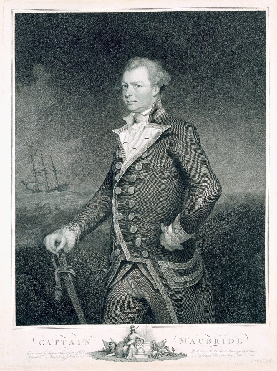 James Fittlerin (1758-1835) kaivertama amiraali John Macbriden (d.1800) muotokuva 1792 tekijältä James Northcote