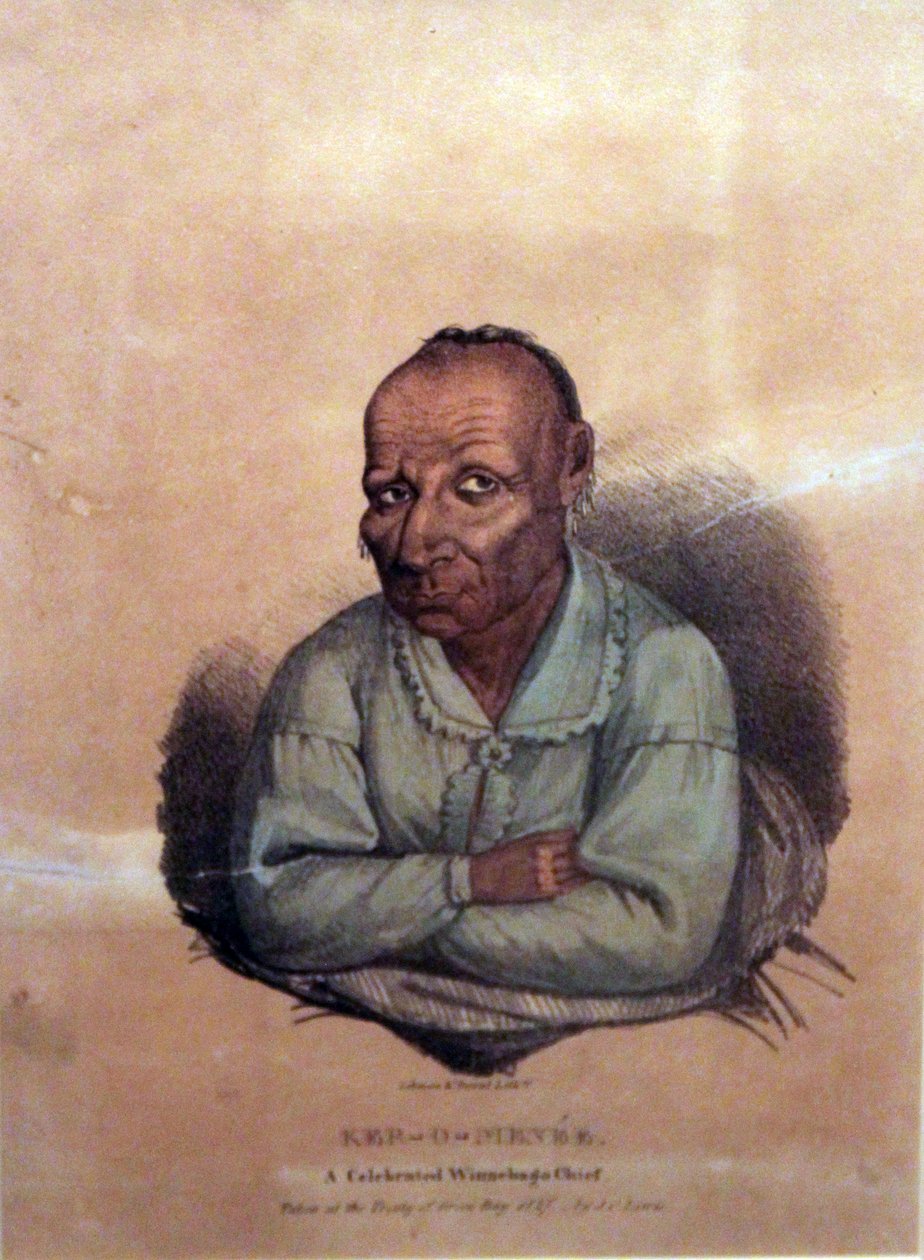 Ker-o-menée, kuuluisa Winnebagon päällikkö, 1827 tekijältä James Otto Lewis