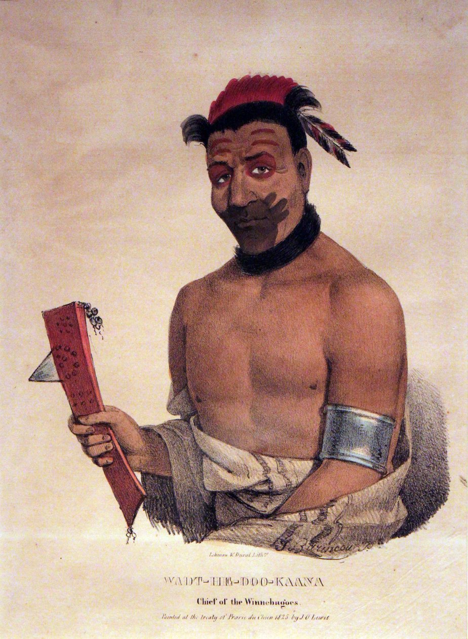 Wadt-He-Doo-Kaana, Winnebagon päällikkö, 1825 tekijältä James Otto Lewis