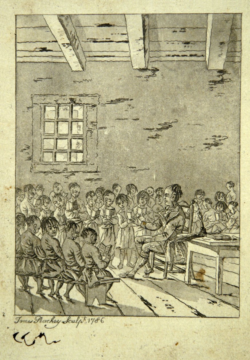 Amerikan intiaanikoulun luokkahuone, 1786 tekijältä James Peachey
