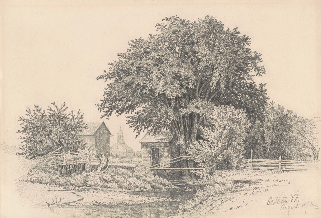 Castleton, Vermont, 1871 (grafiitti kudospaperille) tekijältä James Renwick Brevoort