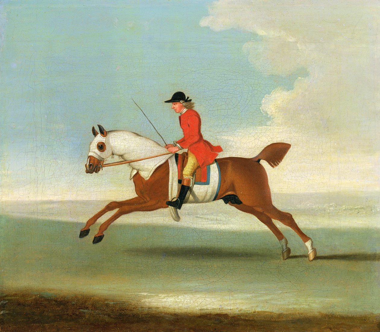 Galloping Racehorse at naka-mount na Jockey sa Red finn tekijältä James Seymour